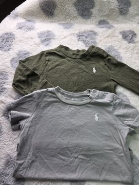 Ralph Lauren Olive Green & Light Gray Kids Polo Logo Tees